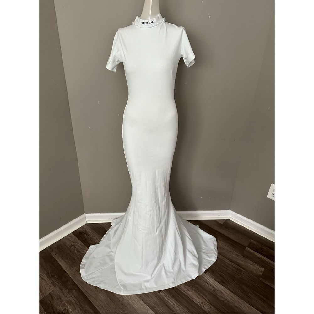 NWT BALENCIAGA Embroidered stretch-cotton jersey maxi dress MEDIUM $1850 - Picture 4 of 11
